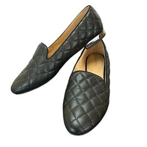 Talbots Ryan Black Nappa Leather Quilted Studded Loafers Flats‎ 9.5